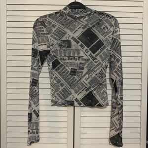 Garage sheer graphic print turtleneck